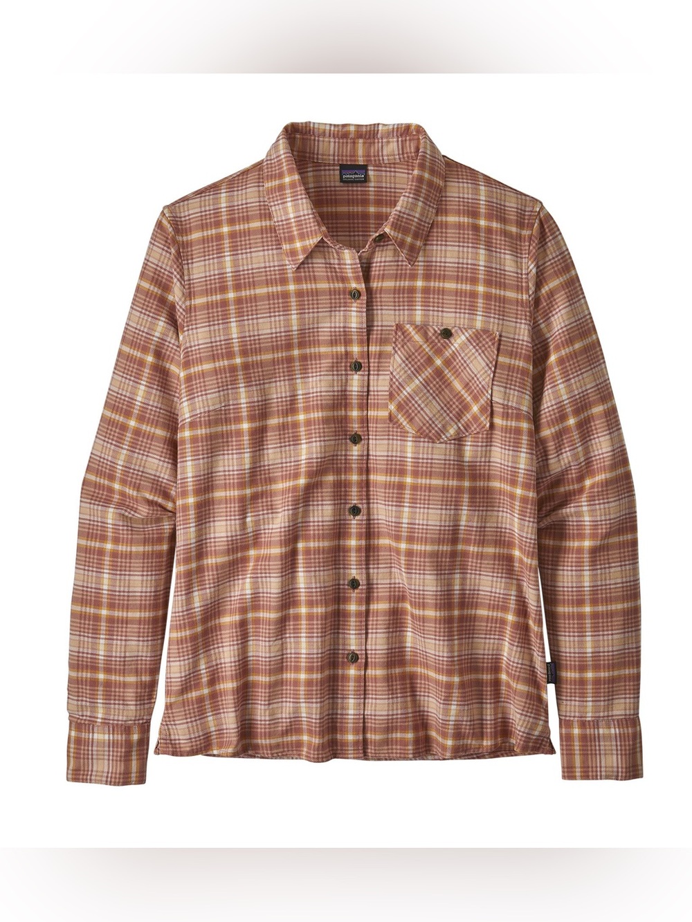 Patagonia Women Heywood Flannel Shirt Plaid Orange Tan 53875 Size 2